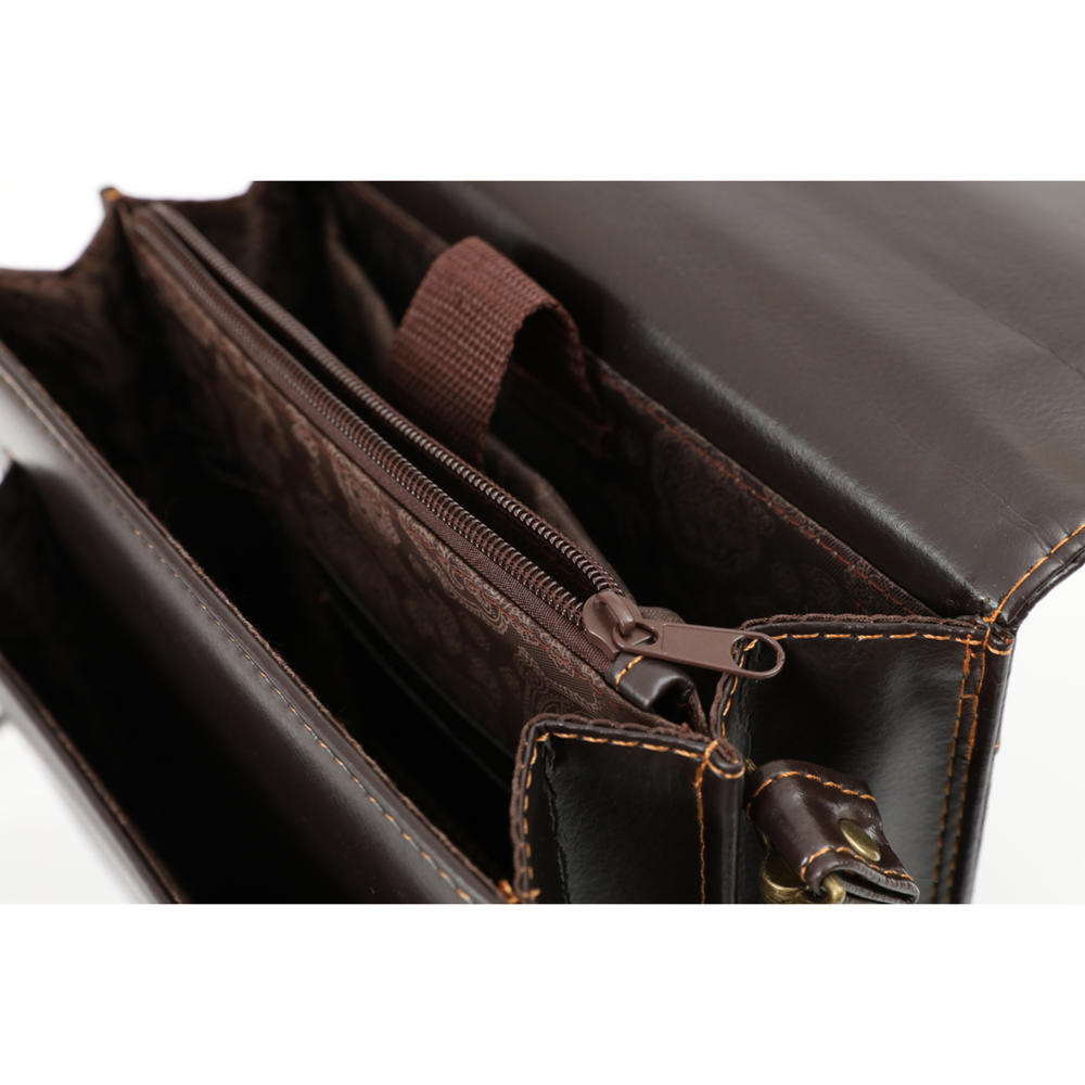 Deerlux Small Brown Leather Messenger Bag-Business Briefcase Tablet Bag