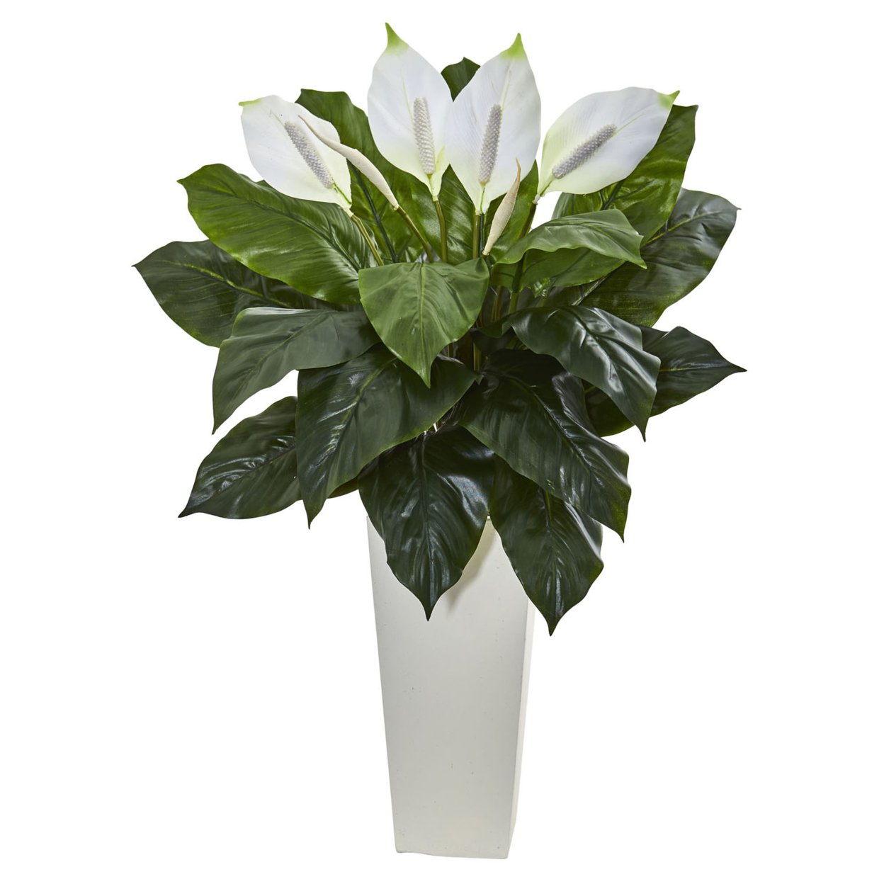 Nearly Natural 3' Spathifyllum Artificial Plant in White Tower Planter