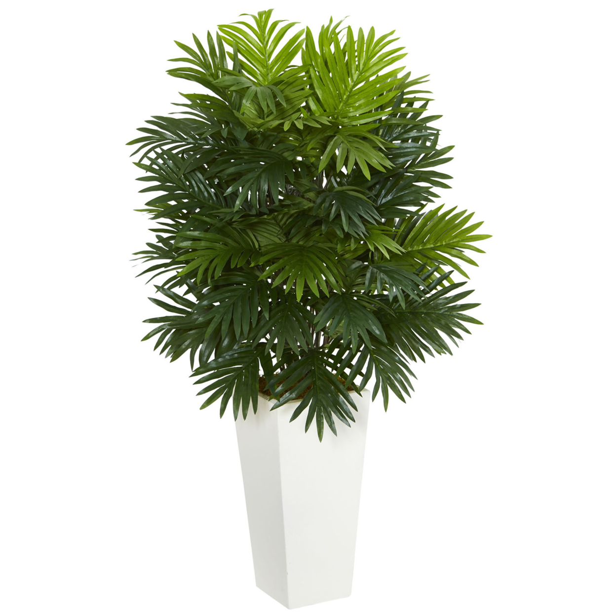 Nearly Natural Areca Palm Artificial Plant in White Tower Planter - 40"H