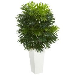 Nearly Natural 6387 Areca Palm Artificial Plant in White Tower Planter