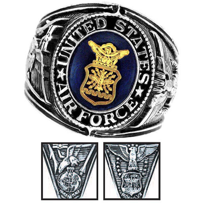Rush Indstries, Inc. US Insignia Air Force Deluxe Engraved Silver Color Ring