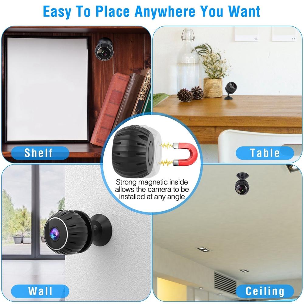 GLOBAL PHOENIX Mini Wireless Camera Wifi IR Night Vision HD 1080p Home Security Camera for Home Indoor Office Baby Pet