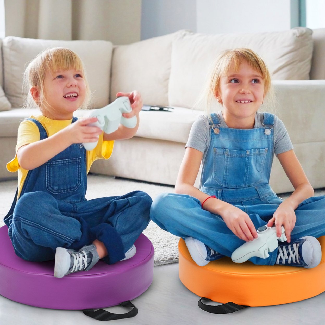 Gymax 6PCS Round Kids Floor Cushion Toddler Foam Seat Cushion Waterproof  Colorful