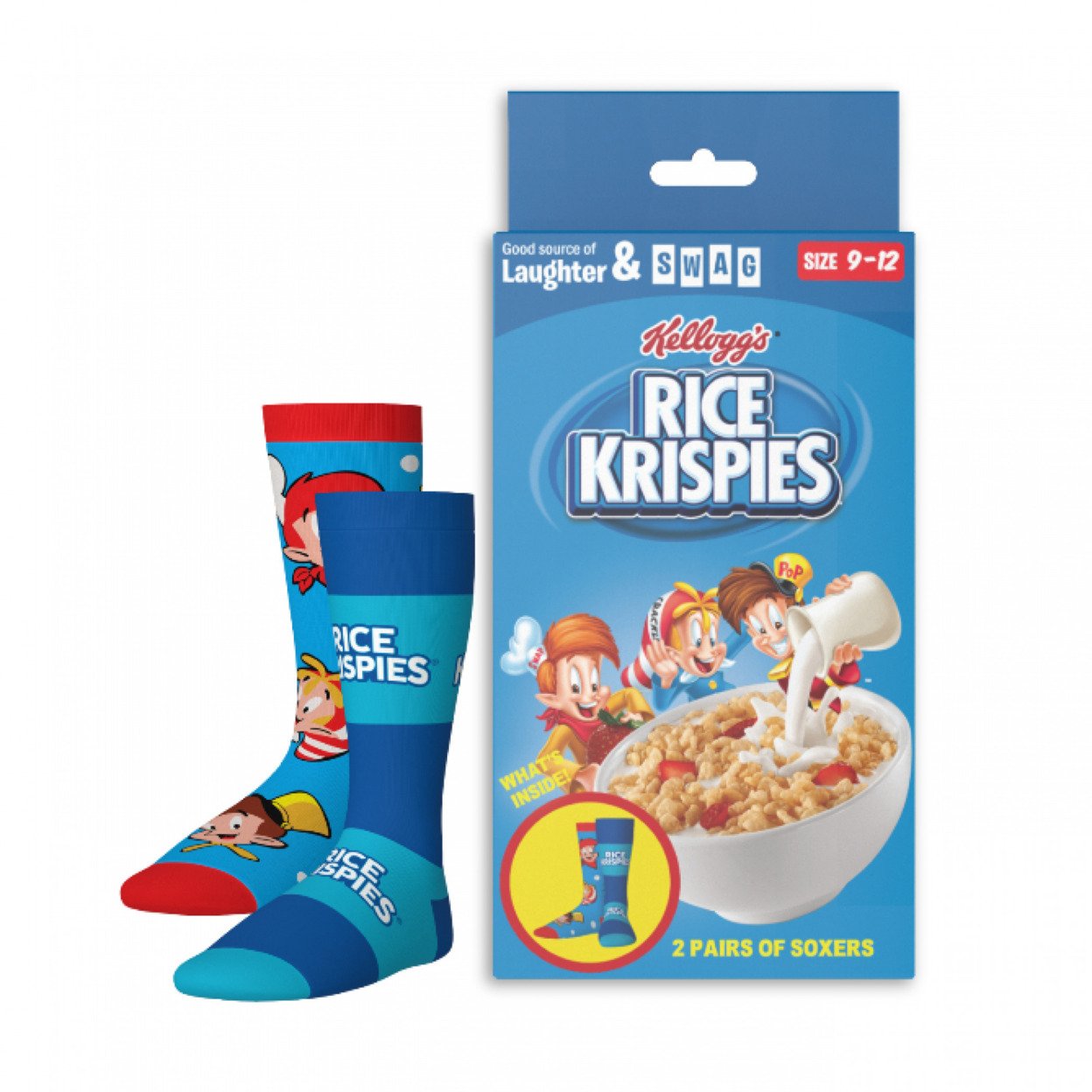 Kellogg's Kelloggs Rice Krispies Cereal 2-Pack Socks in Box Packaging