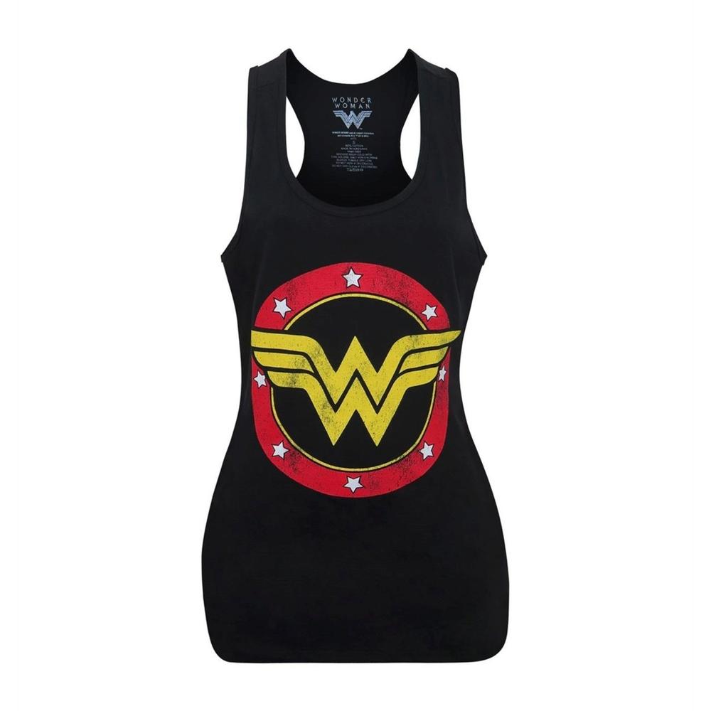 Wonder Woman Logo Womens Black Racerback Tank Top