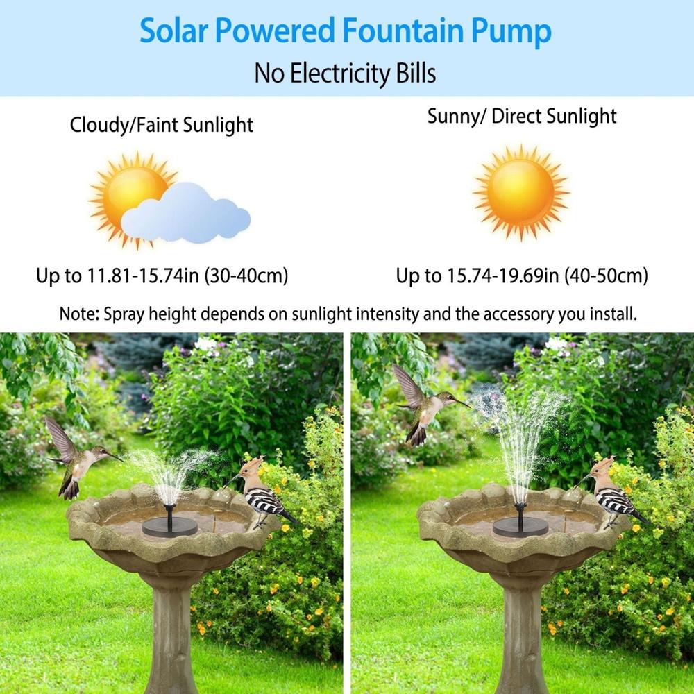 GLOBAL PHOENIX Solar Powered Fountain Pump Floating Bird Bath Pond Pump 6 Nozzles For Aquarium Garden Backyard Pond Pool Outdoor