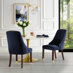 Inspired Home Kian Leather PU or Velvet Dining Chair-Set of 2-Metal Tip Leg-Nailhead Trim by Inspired Home