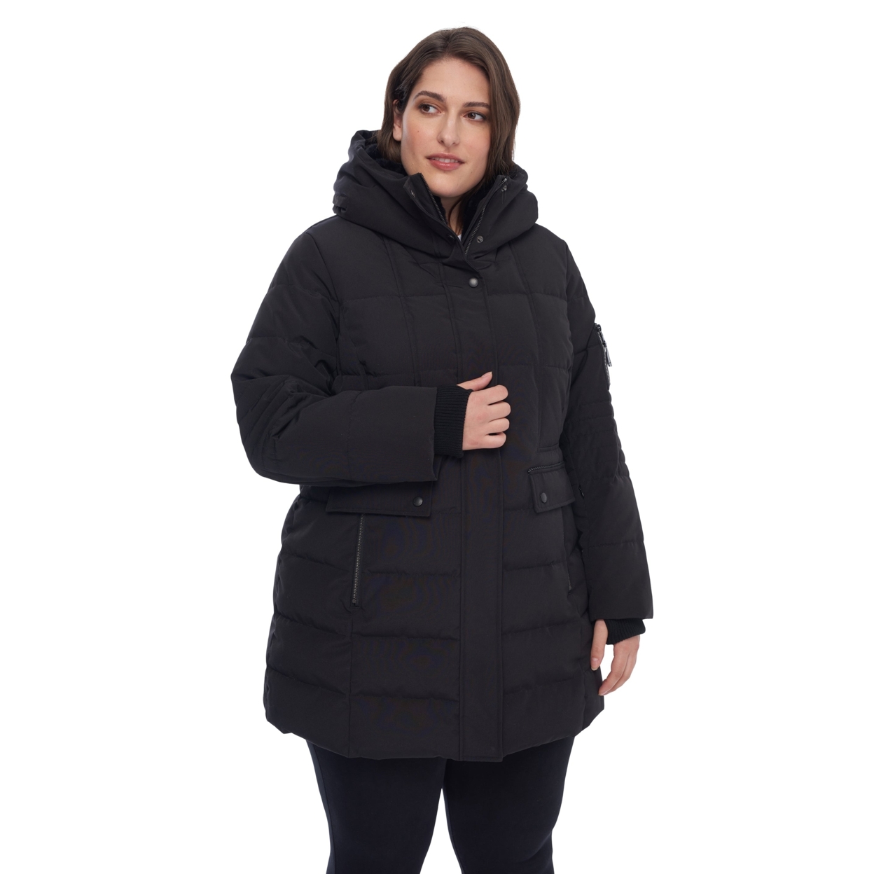 Alpine North WOMENS VEGAN DOWN (RECYCLED) MID-LENGTH PARKA, BLACK (PLUS SIZE)