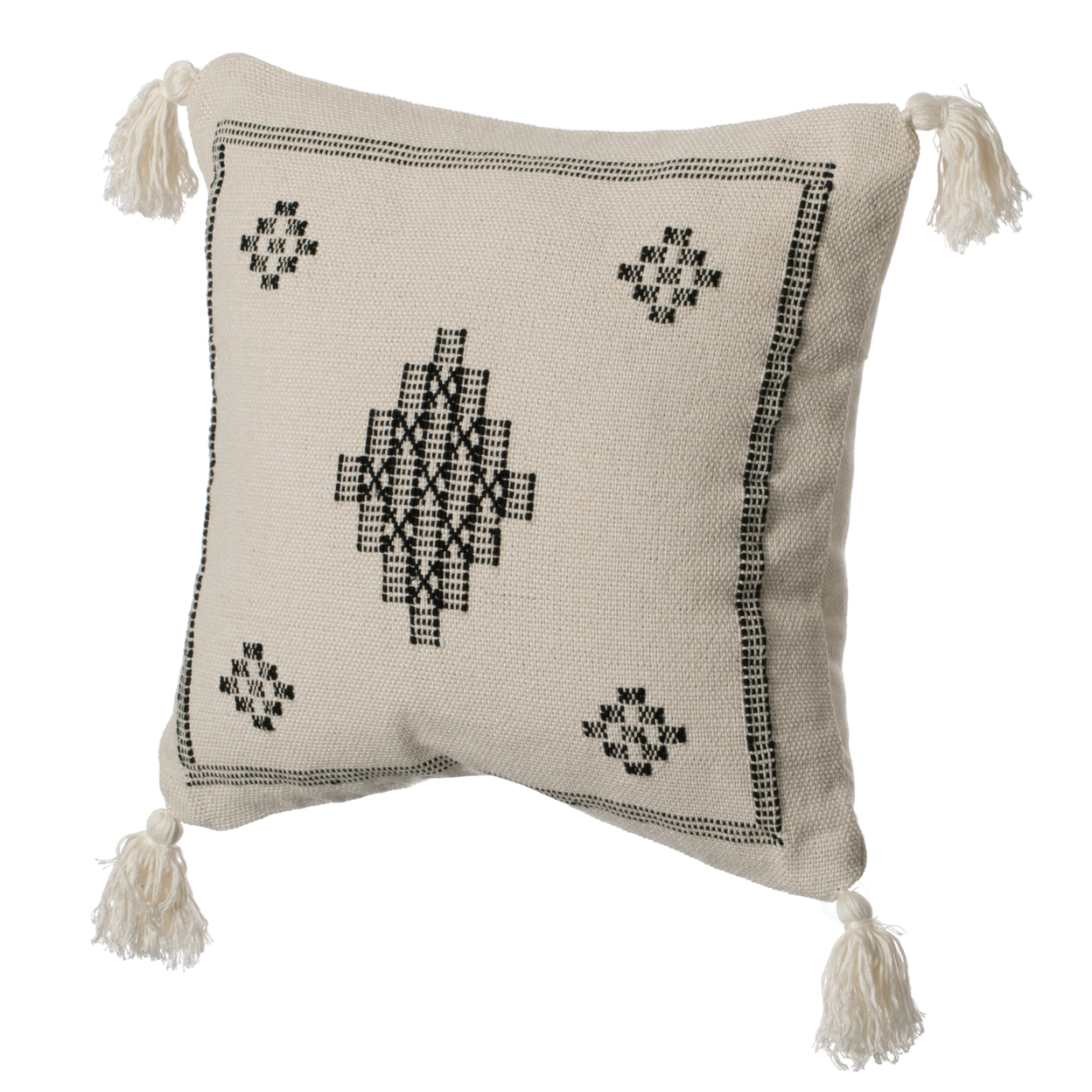 Deerlux 16" Throw Pillow Cover with Southwest Tribal Pattern and Corner Tassels