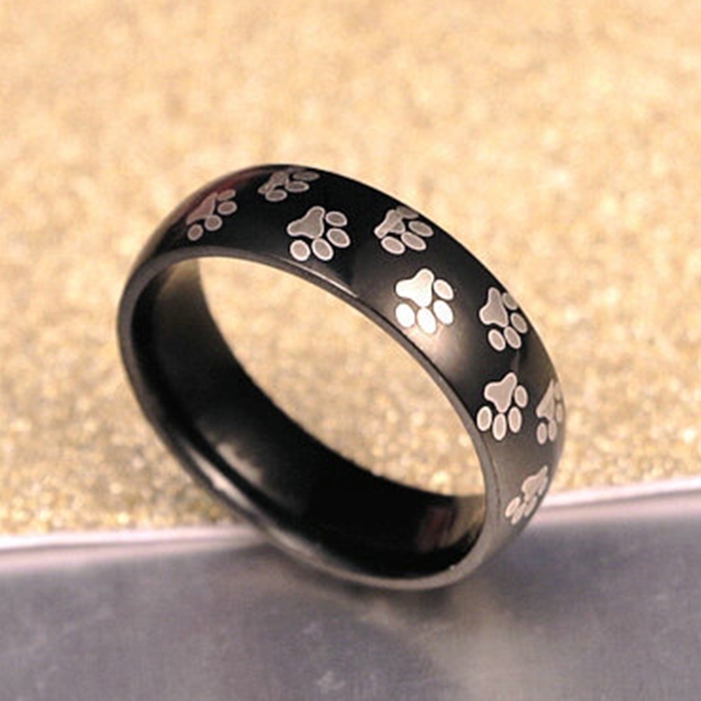 Generic Men Women Cute Animal Paw Print Titanium Steel Finger Ring Jewelry Birthday Gift