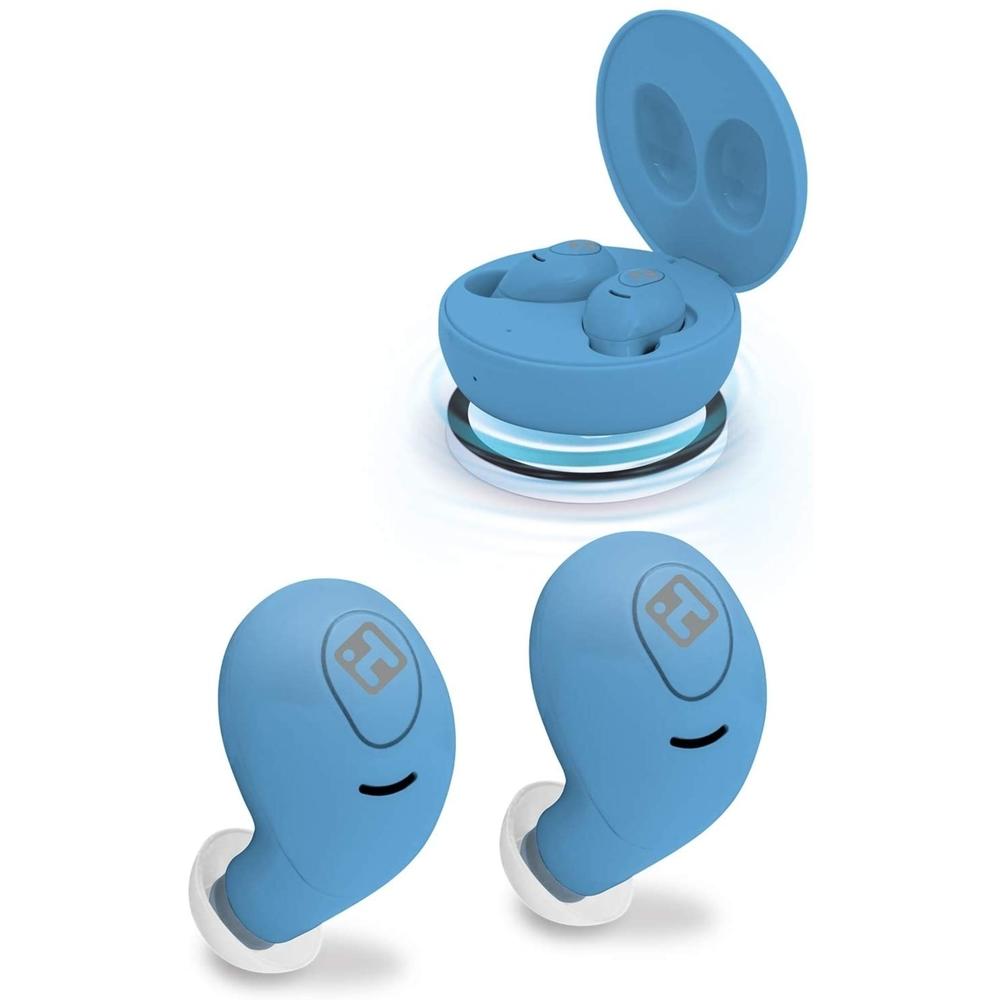 iHOME XT-59 Water-Resistant Wireless Bluetooth Earbuds with Round Charging Case (BE-200)