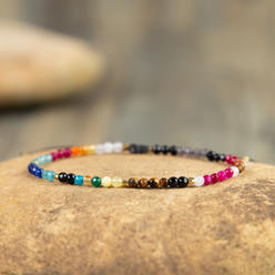 Eve by Evelyn Natural Crystal 3MM Round Bead 7 Chakra Reiki Healing Energy Protection Bracelet