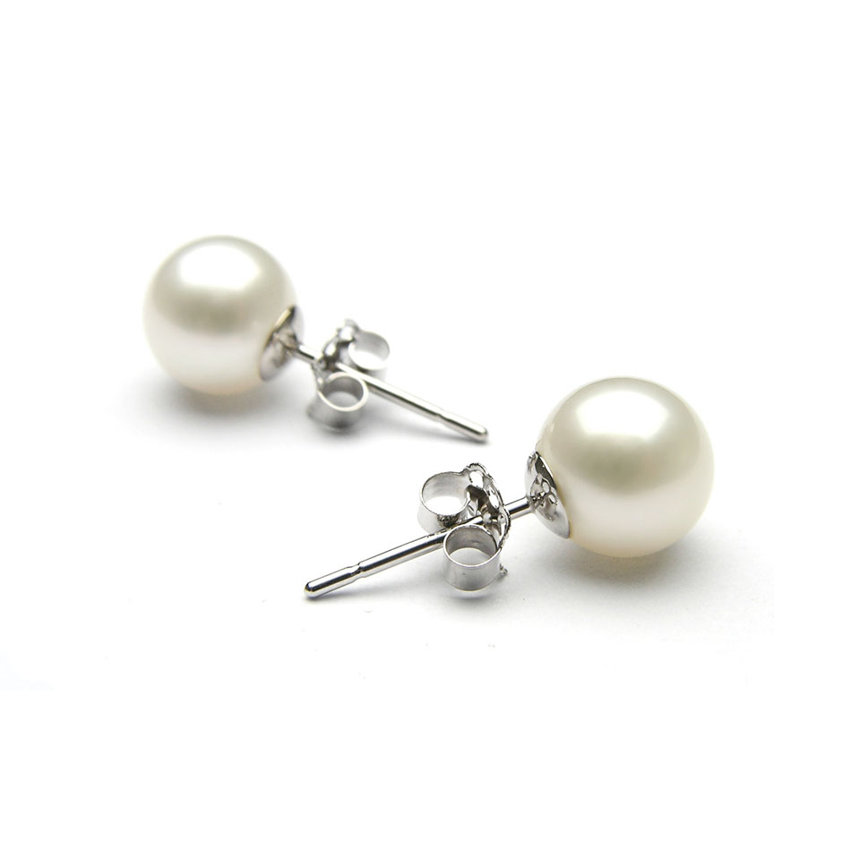 Yeidid International 18kt White Gold Plated 8mm Pearl studs