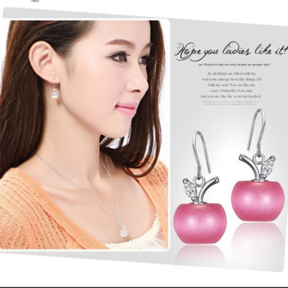Bedazzled Bijou Opal Apple Dangle Earrings With Crystal
