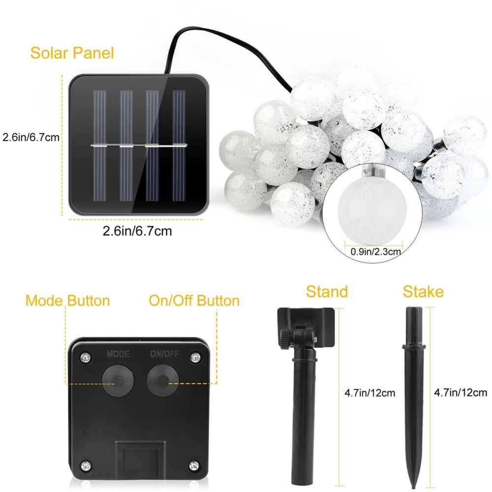 GLOBAL PHOENIX Globe String Solar Lights 30 Ball LED Fairy Solar Lamps 8 Lighting Modes IP65 Waterproof Decorative Lamp