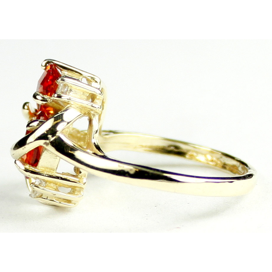 SylvaRocks 10KY Gold Ladies Ring Created Padparadsha Sapphire R016