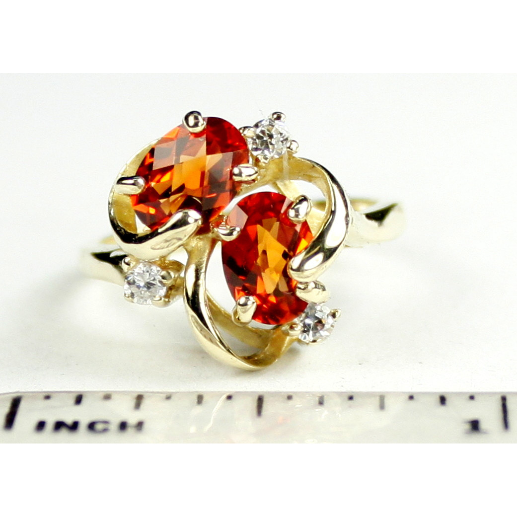 SylvaRocks 10KY Gold Ladies Ring Created Padparadsha Sapphire R016