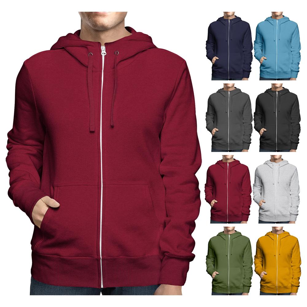 Bargain Hunters 2 Pack: Mens Full Zip Up Fleece-Lined Hoodie Sweatshirt