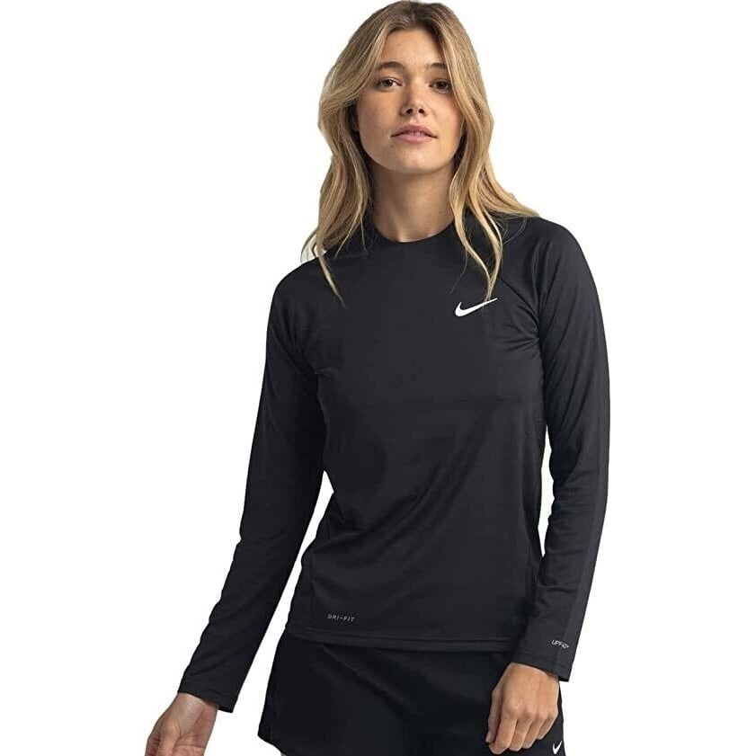 Nike Swim Womens Essential Long Sleeve Hydro Rash Guard - Black -2X