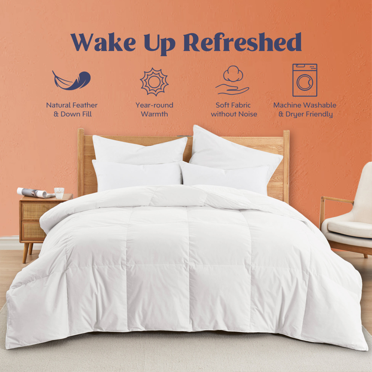 puredown All Season White Goose Down and UltraFeather Comforter Down Comforter King Full and Twin Size