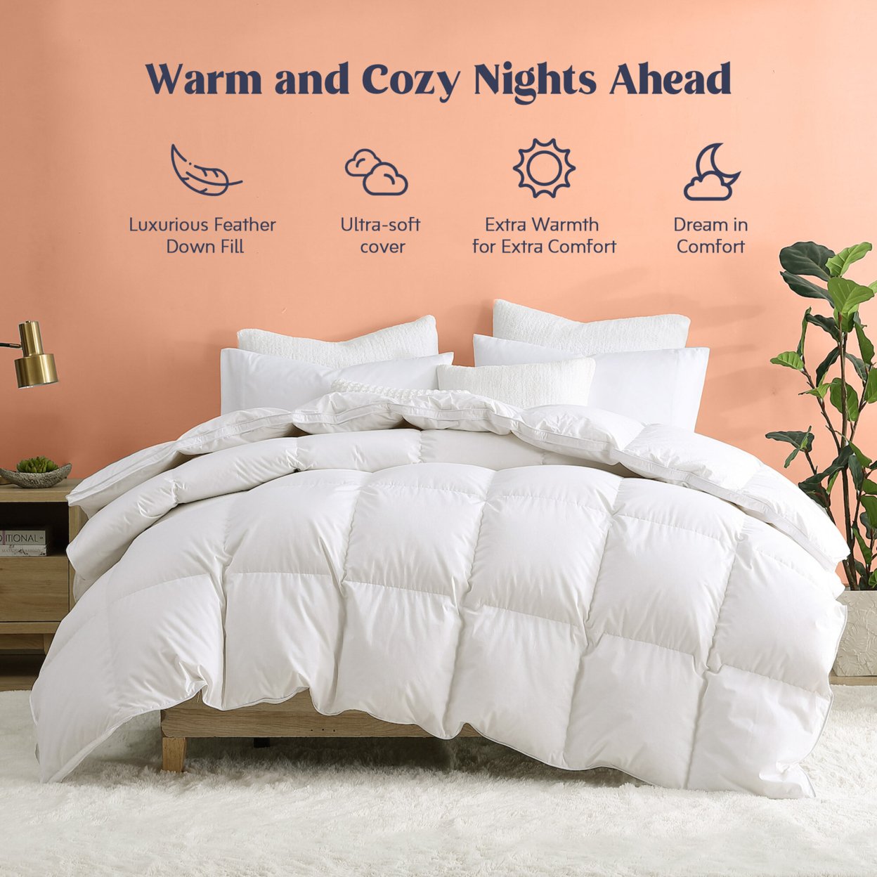 puredown White Goose Down and Ultra Feather Comforter for Winter Heavy Weight Comforter