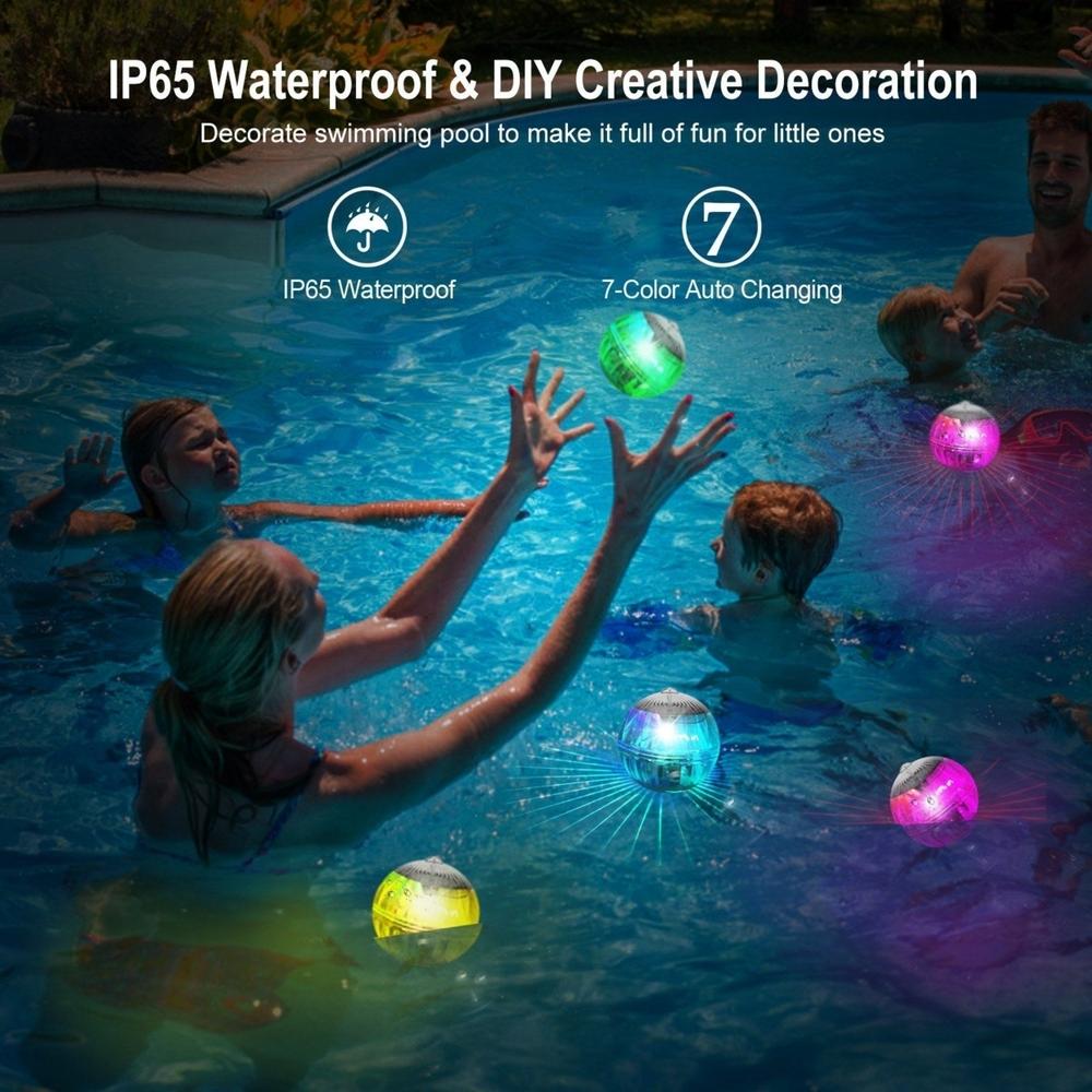 Dsermall Solar LED Floating Lights IP65 Waterproof Garden Pool 7 Color Changed Hanging Ball Lights
