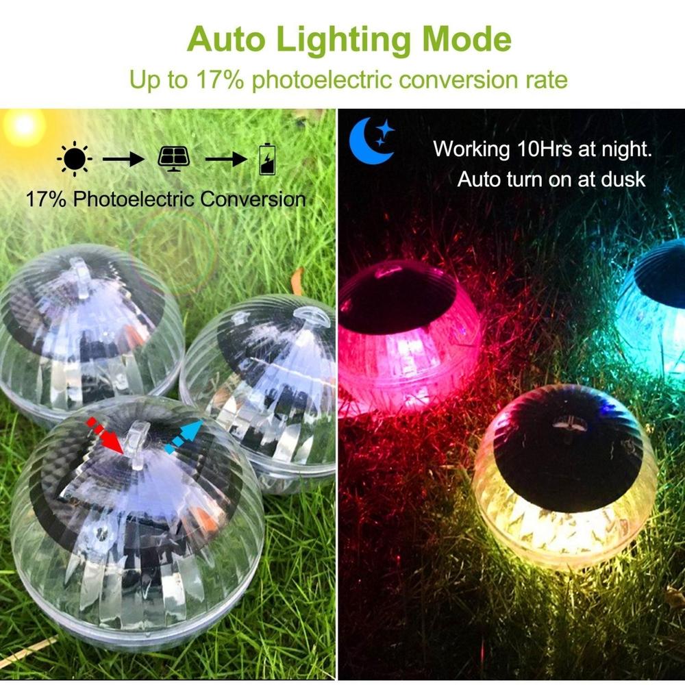 Dsermall Solar LED Floating Lights IP65 Waterproof Garden Pool 7 Color Changed Hanging Ball Lights