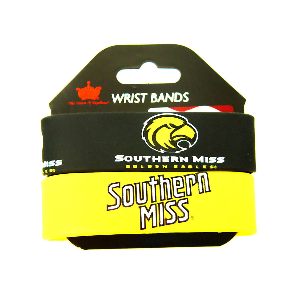 Aminco NCAA Southern Missipissi Golden Eagles Rubber Wrist Bands Bracelets Set of 2