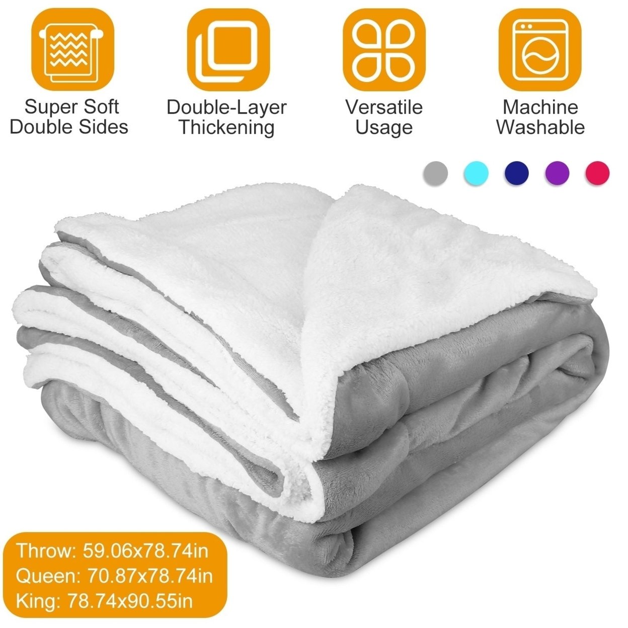 SKUSHOPS Fleece Queen Blanket Warm Soft Flannel Bed Cover Cuddly Cozy Sofa Travel Car Blanket Queen Size