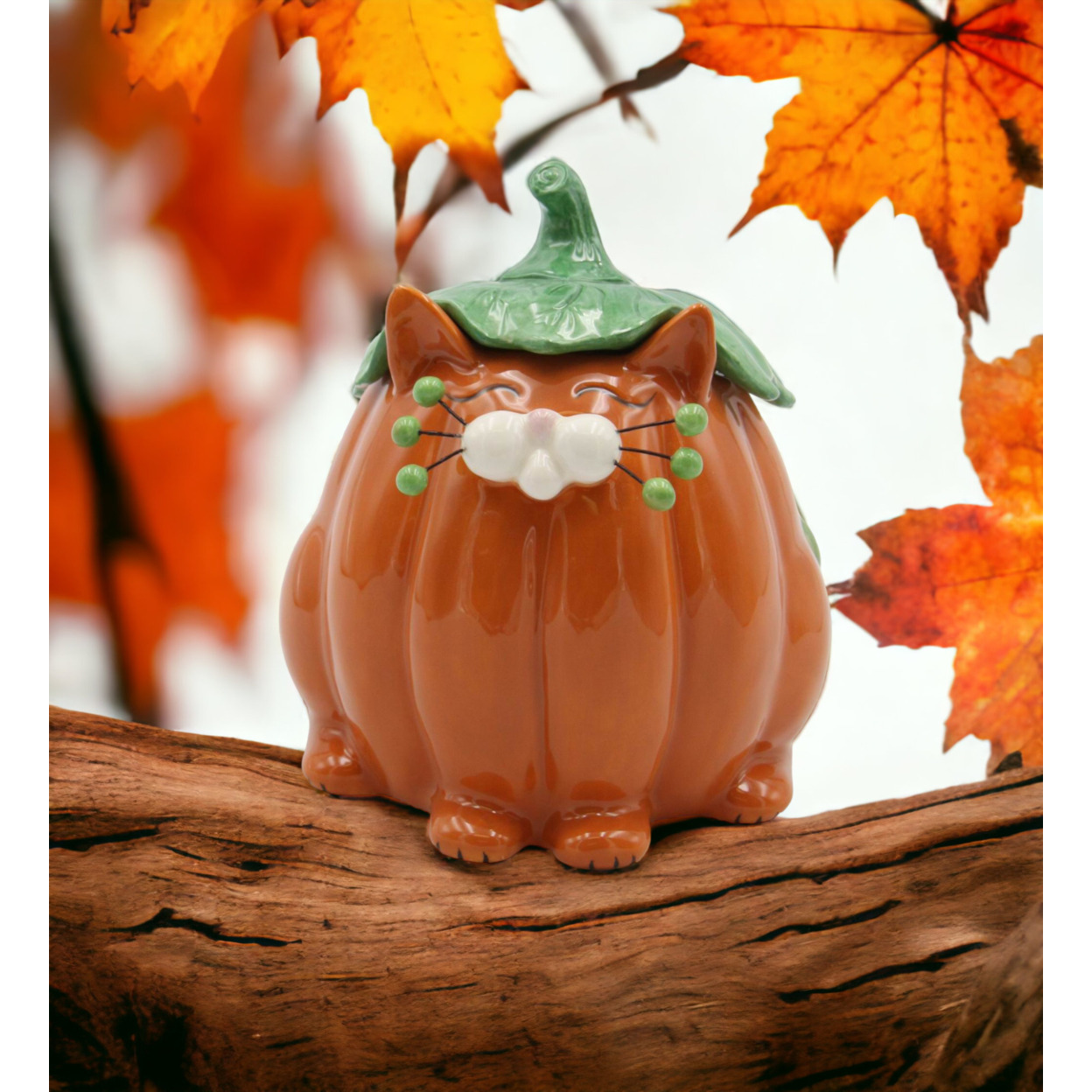 kevinsgiftshoppe Ceramic Halloween Decor Pumpkin Cat Candy Box, Home Décor, Gift for Her, Gift for Mom, Kitchen Décor, Fall Décor, Halloween