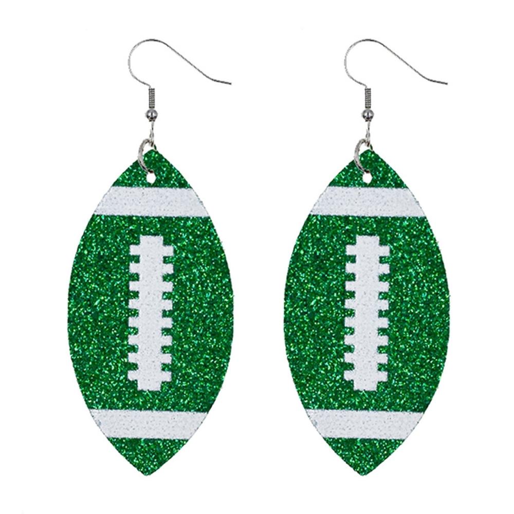 Generic Women Dangle Earrings Football Shape Glitter Jewelry Shiny Bright Color Hook Earrings for Daily Wear
