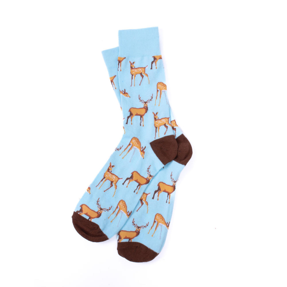 Parquet Mens Deer Family Novelty Socks Baby Blue Sock Wildlife Mountains Socks Mans Deers Socks Great Gift Funny Socks