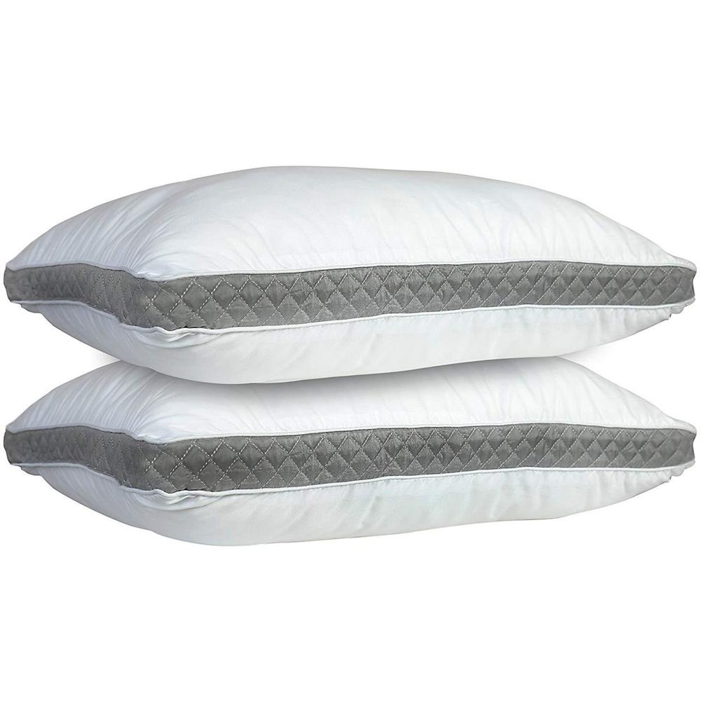 Lux Decor Collection Gusseted Quilted Pillow - Set of 2 Premium Quality Bed Pillows King-Queen