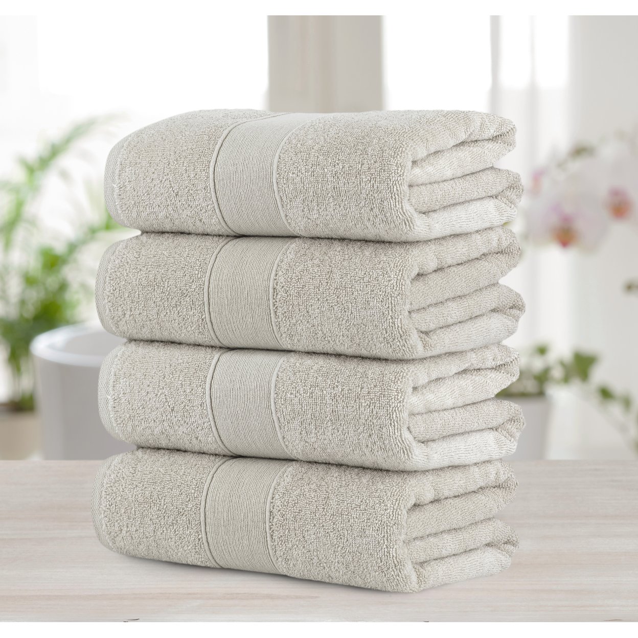 Chic Home Luxurious 4-Piece 100% Pure Turkish Cotton Bath Towels 30" x 54" Dobby Border Design