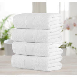 Chic Home Luxurious 4-Piece 100% Pure Turkish Cotton Bath Towels 30" x 54" Dobby Border Design OEKO-TEX Certified Set