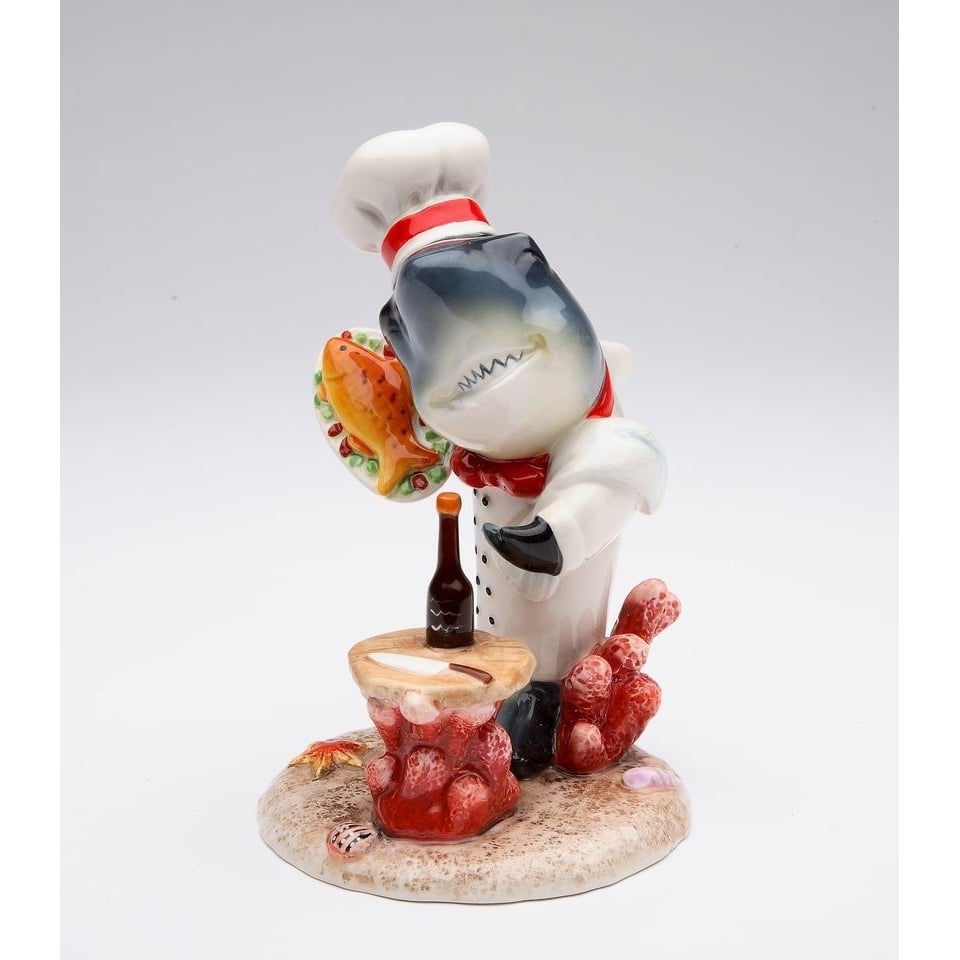 kevinsgiftshoppe Ceramic Shark Chef Figurine, Home Decor, Restaurant Decor, Kitchen Decor, Gift for Chef, Gift for Mom, Gift for Him
