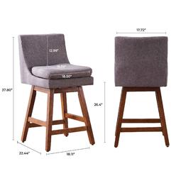 FERPIT 26" Swivel Counter Height Bar Stools Set of 2 Bar Stool with High Back Modern Upholstered Island Stools Light Gray