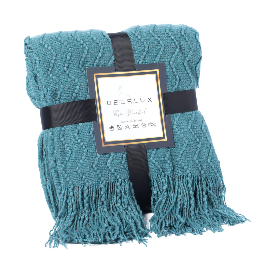 Deerlux Decorative Throw Blanket - 50x60in Soft Knit with Delightful Fringe Edges for a Sophisticated and Cozy Touch to Your