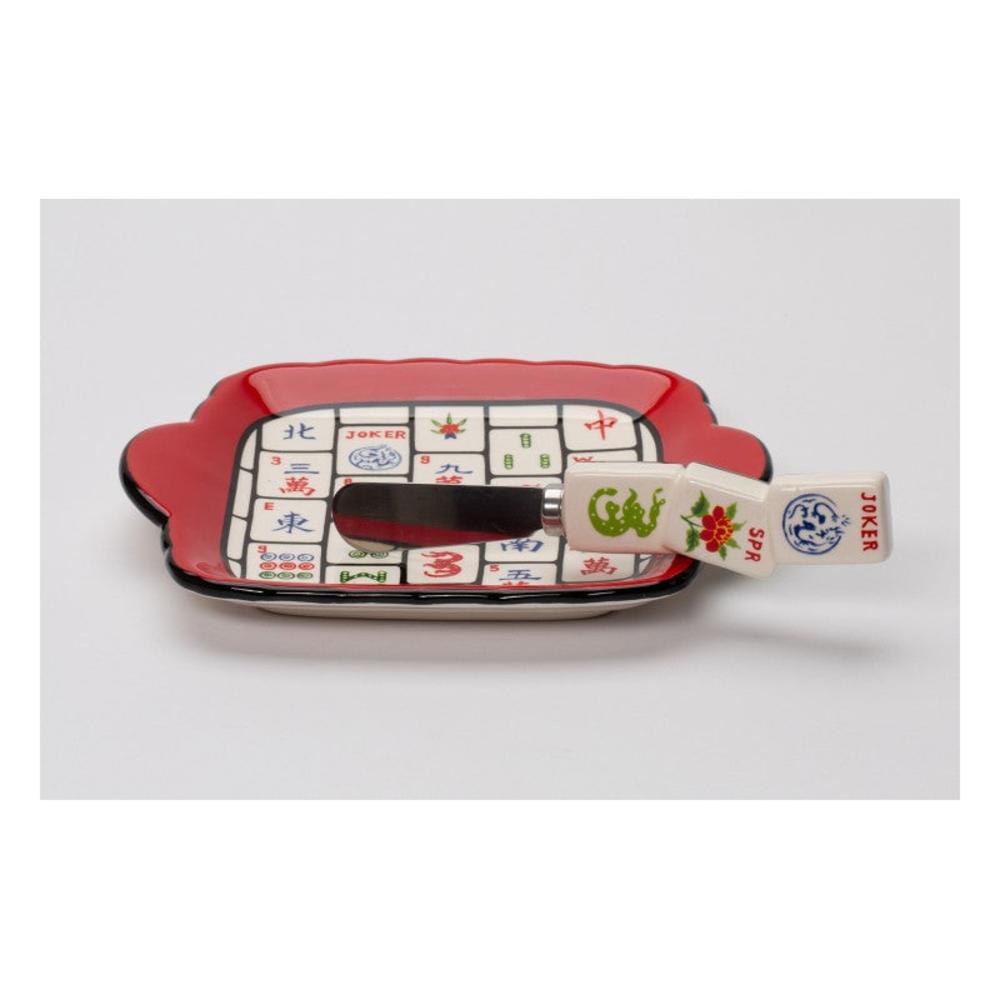 kevinsgiftshoppe Ceramic Mahjong 2pc Spreader And Dish Set