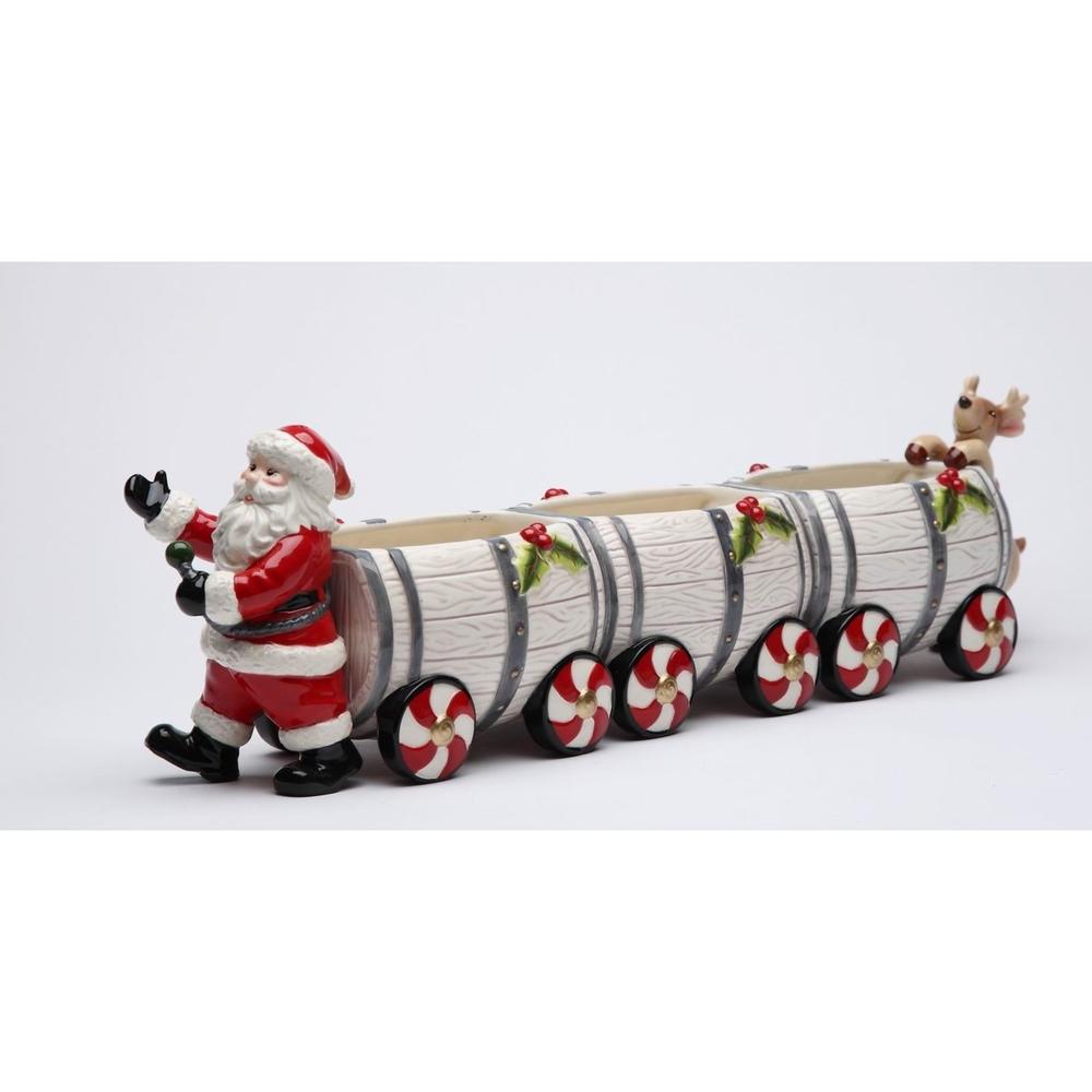 kevinsgiftshoppe Ceramic Christmas Santa Train Box With Salt & Pepper ( 5 Pcs Set ), Home Décor, Gift for Her, Gift for Mom, Kitchen Décor,