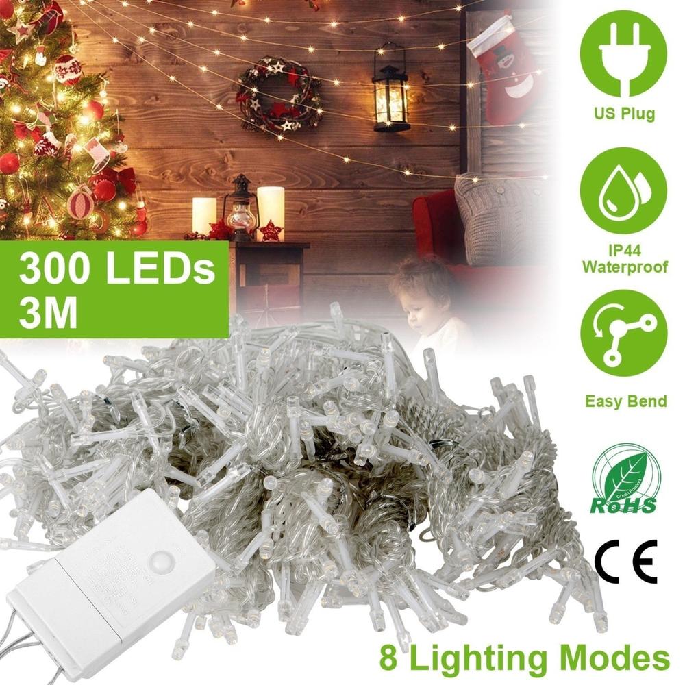 Dsermall 3 meter 300 LEDs String Curtain Light IP44 String Fairy Lights Party Xmas Decor Lamps