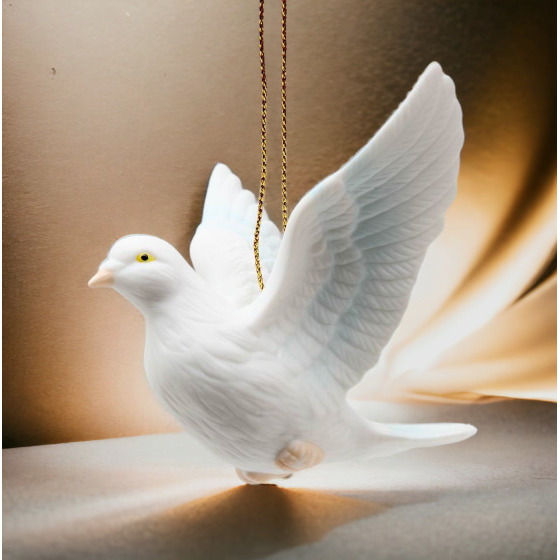 kevinsgiftshoppe Christmas Decor Hand Crafted White Peace Dove Ornament, Home Décor, Gift for Her, Wedding Decor, Christmas tree Décor, Wall