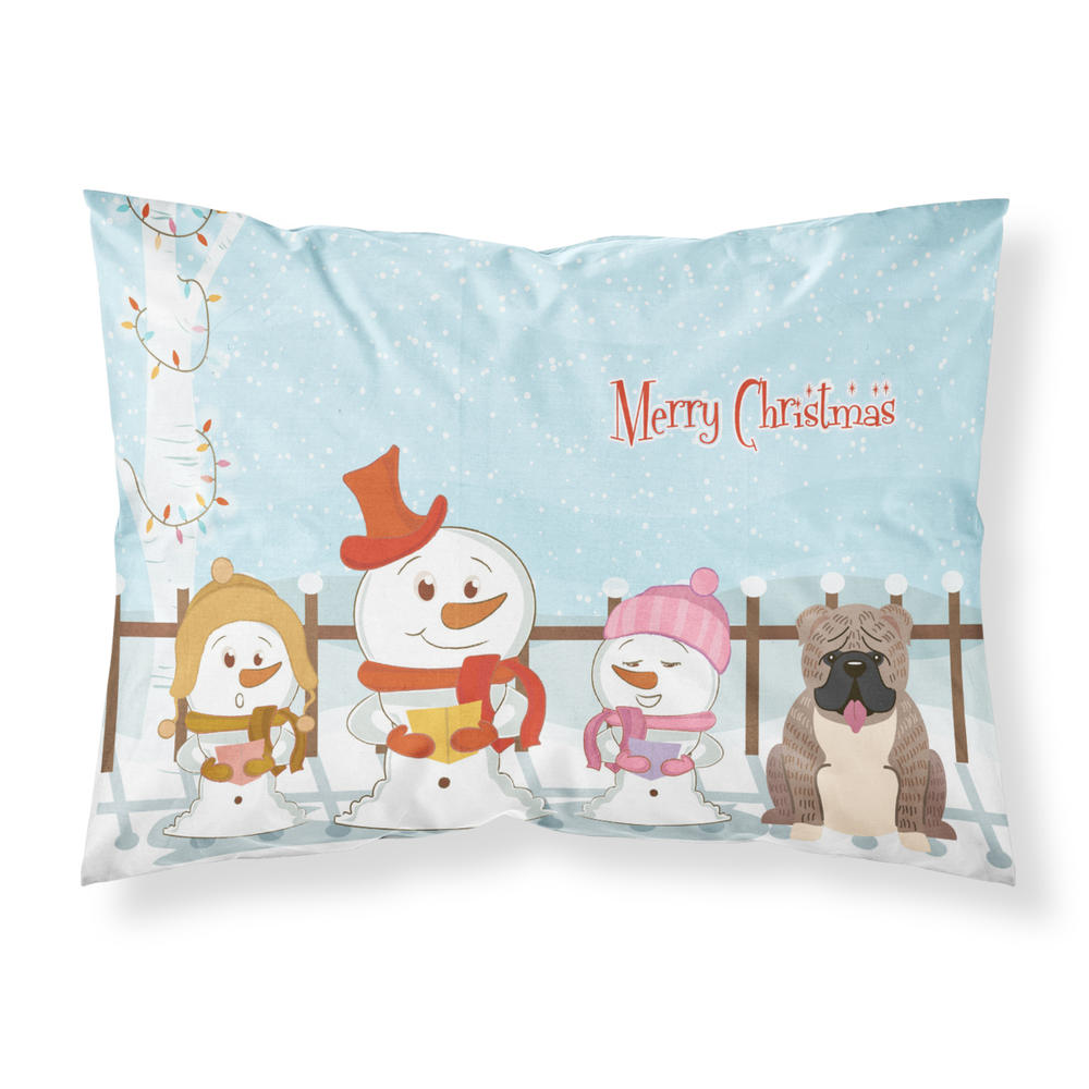 Caroline's Treasures Merry Christmas Carolers English Bulldog Grey Brindle Fabric Standard Pillowcase
