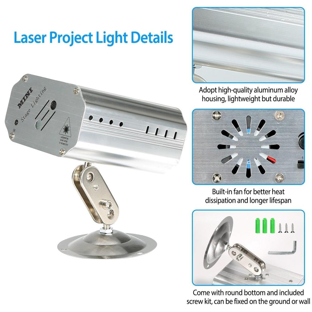 Dsermall Sound Activated LED Projector Laser Patterns Laser Party Lights Disco Bar Music Strobe Lights