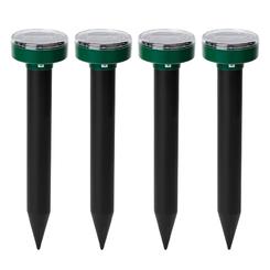 Dsermall 4Pcs Solar Powered Mole Repeller Sonic Gopher Stake Repellent Waterproof Outdoor For Farm Garden Yard