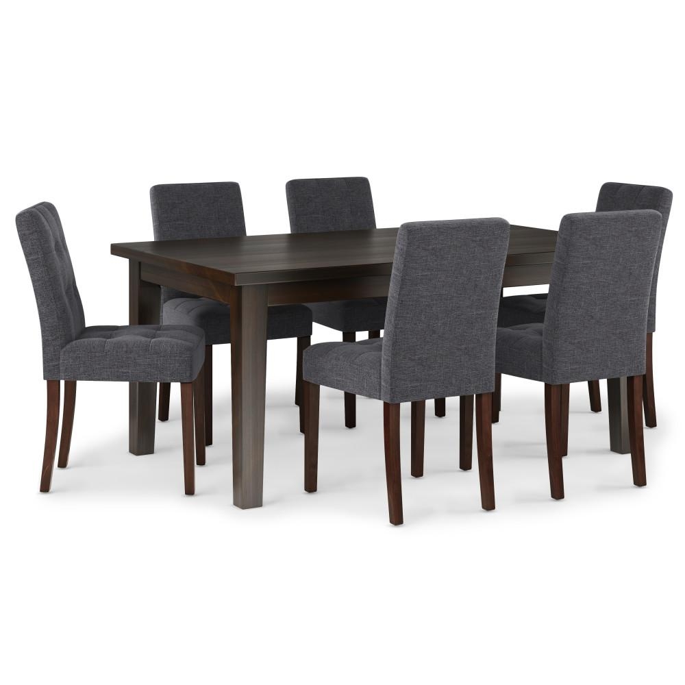 Simpli Home Andover / Eastwood 7 Pc Dining Set Slate Grey Linen Style Fabric