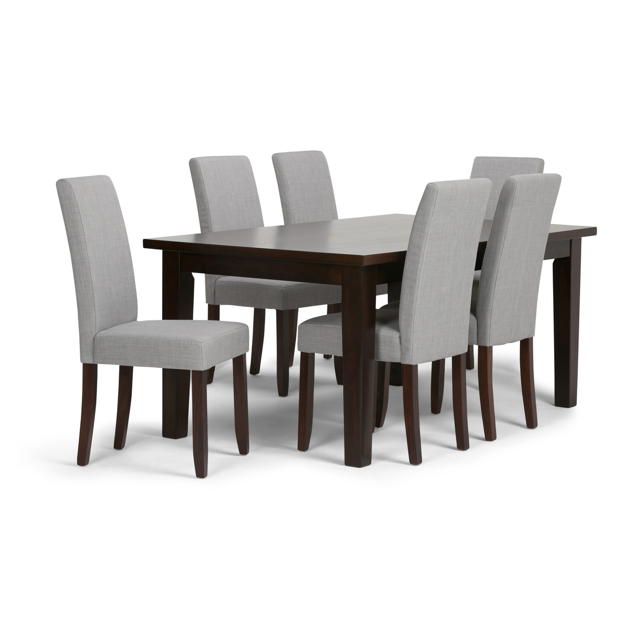 Simpli Home Acadian / Eastwood 7 Pc Dining Set Dove Grey Linen Style Fabric