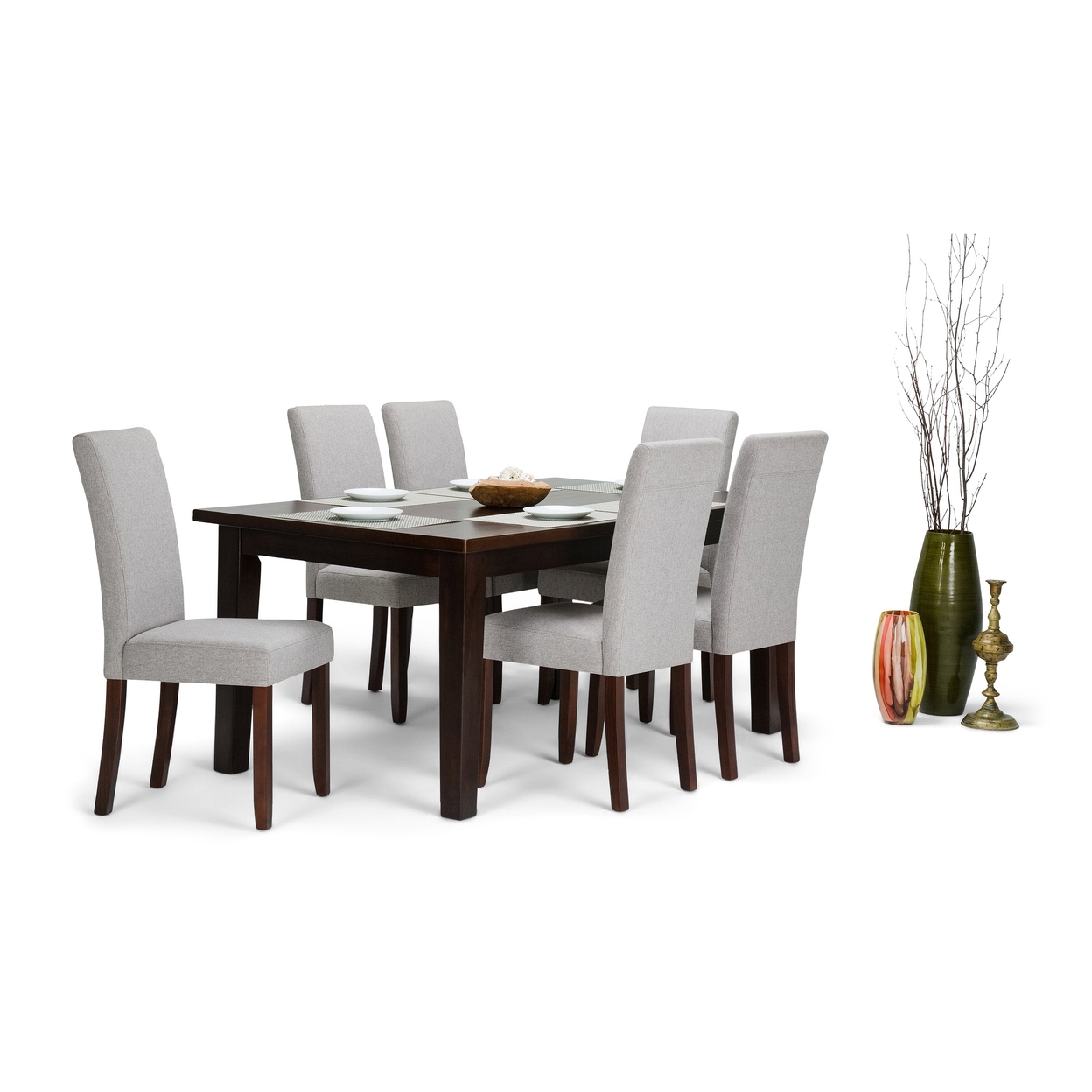 Simpli Home Acadian / Eastwood 7 Pc Dining Set Cloud Grey Linen Style Fabric