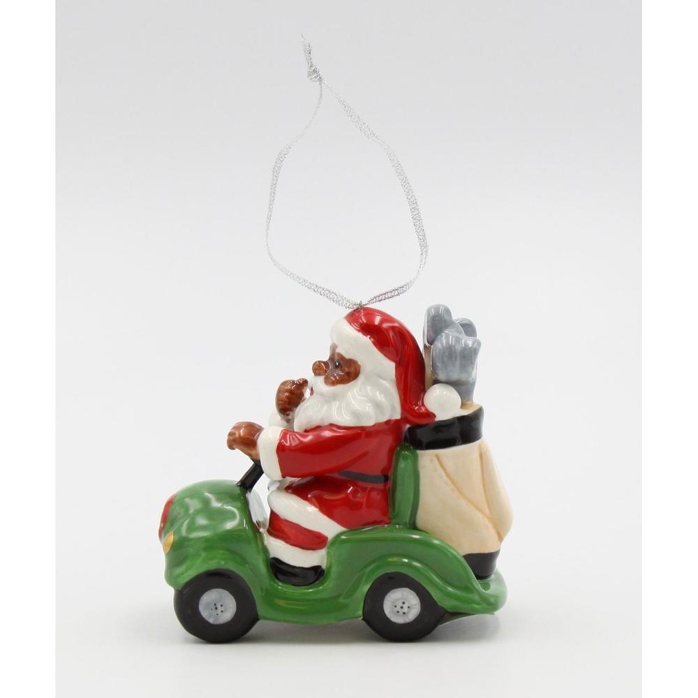 kevinsgiftshoppe Ceramic African American Santa Driving Golf Kart Ornament, Home Décor, Gift for Her, Mom, Him, Dad, Christmas tree Décor, Wall