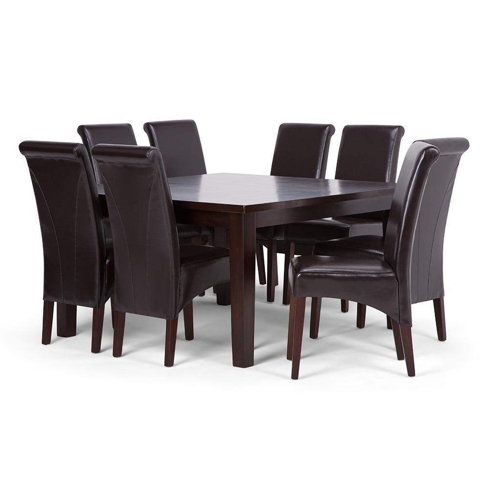 Simpli Home Avalon / Eastwood 9 Pc Dining Set Tanners Brown Vegan Leather